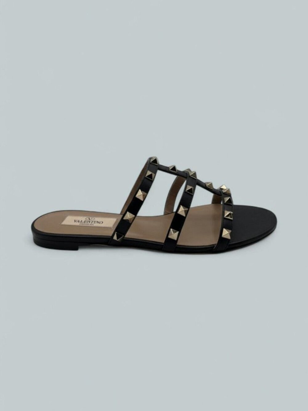 Women's Rockstud Slide Sandals - Black/Gold